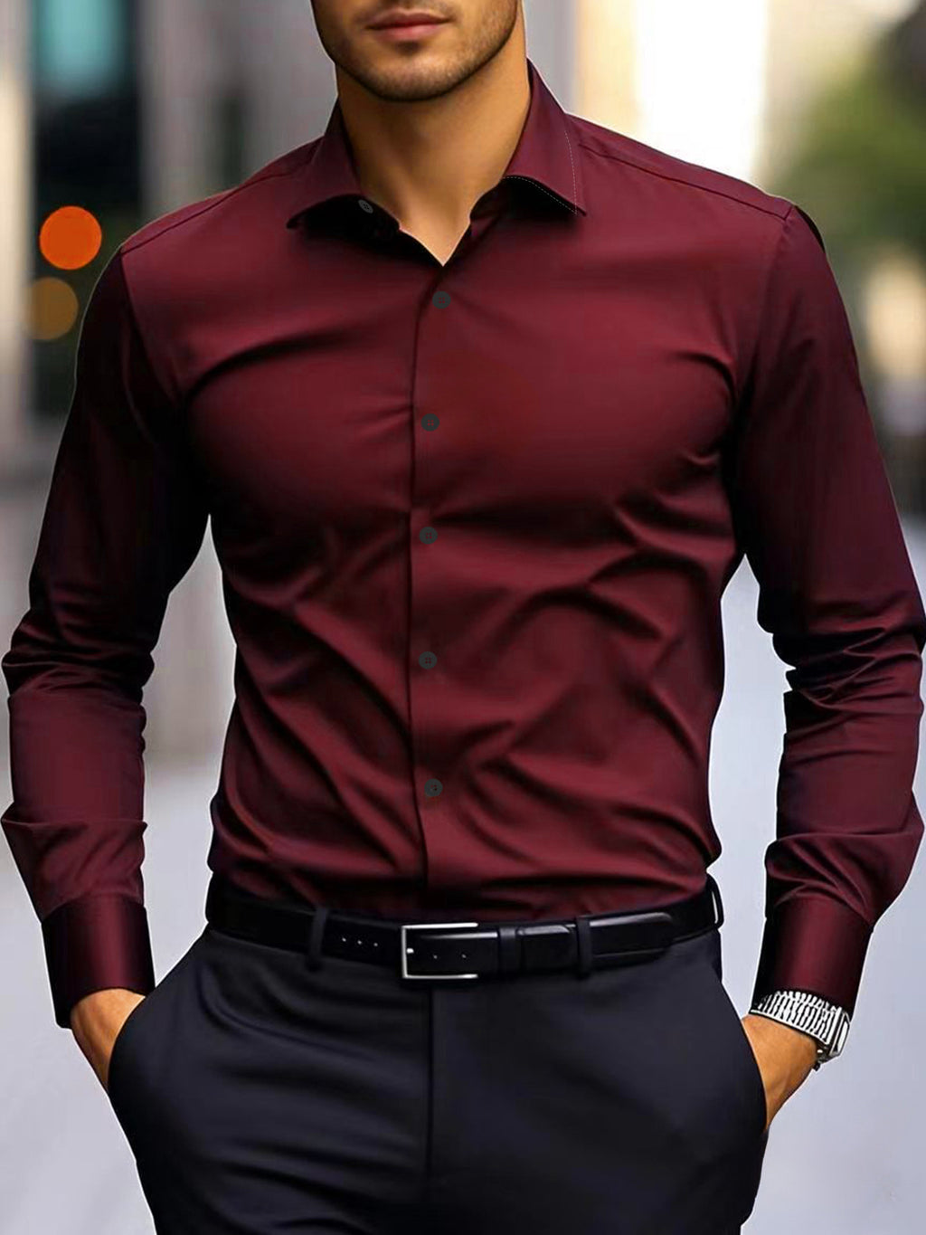 Langarmhemd Slim Fit – diverse Farben – Bild 7 | LuxeStyle