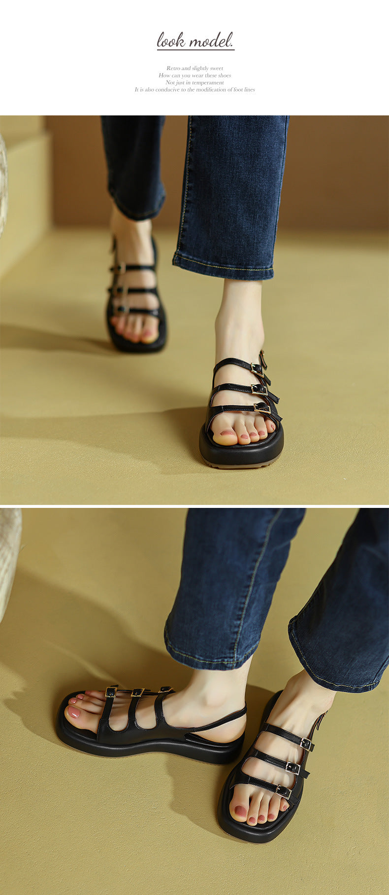 Retro Roman Sandalen mit Plateau und Schnalle – Bild 7 | LuxeStyle
