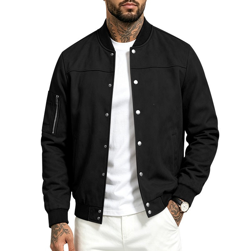 Herren Wildleder-Look Stehkragenjacke