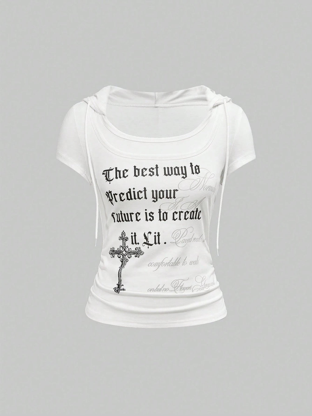 Mock-Two-Piece T-Shirt mit Rundhals und Print