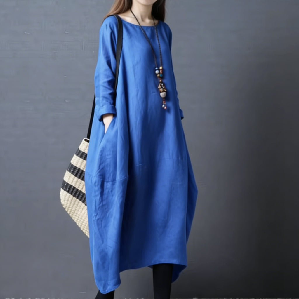 Loose-fit Baumwoll-Leinenkleid für Damen – Bild 3 | LuxeStyle