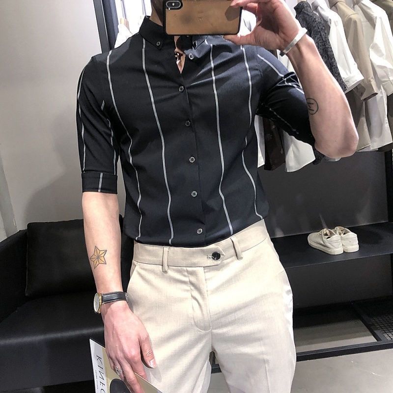 Gestreiftes Slim-Fit Kurzarmhemd – Bild 2 | LuxeStyle