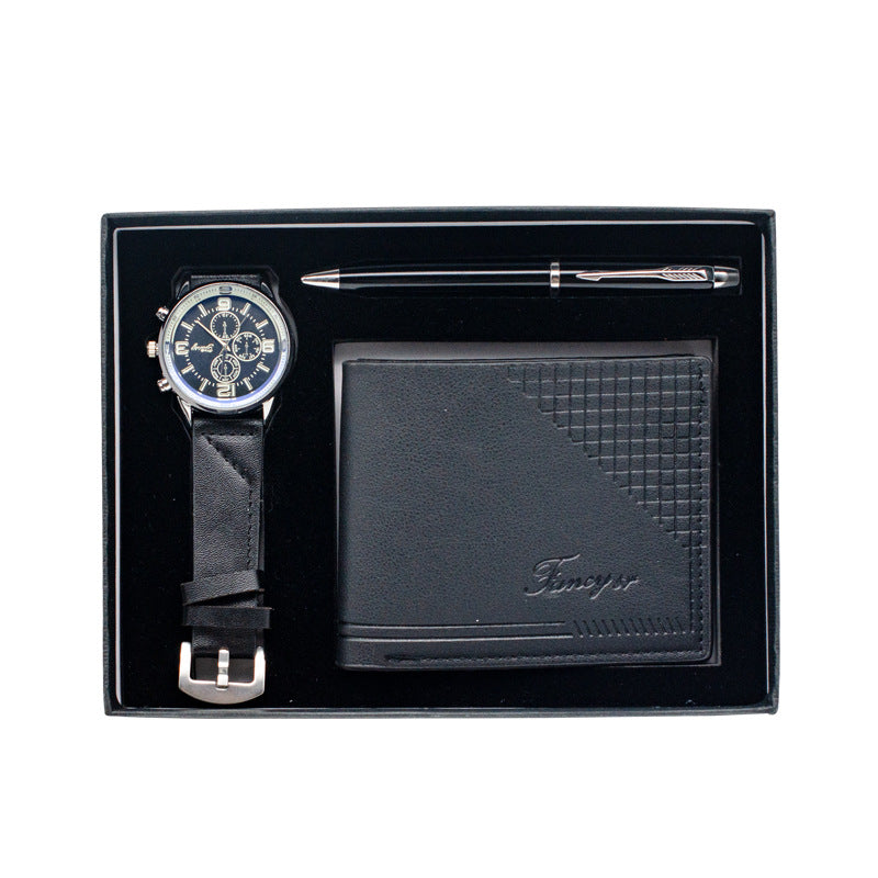Geschenkset: Geldbörse, Stift, Uhr in Geschenkbox | LuxeStyle