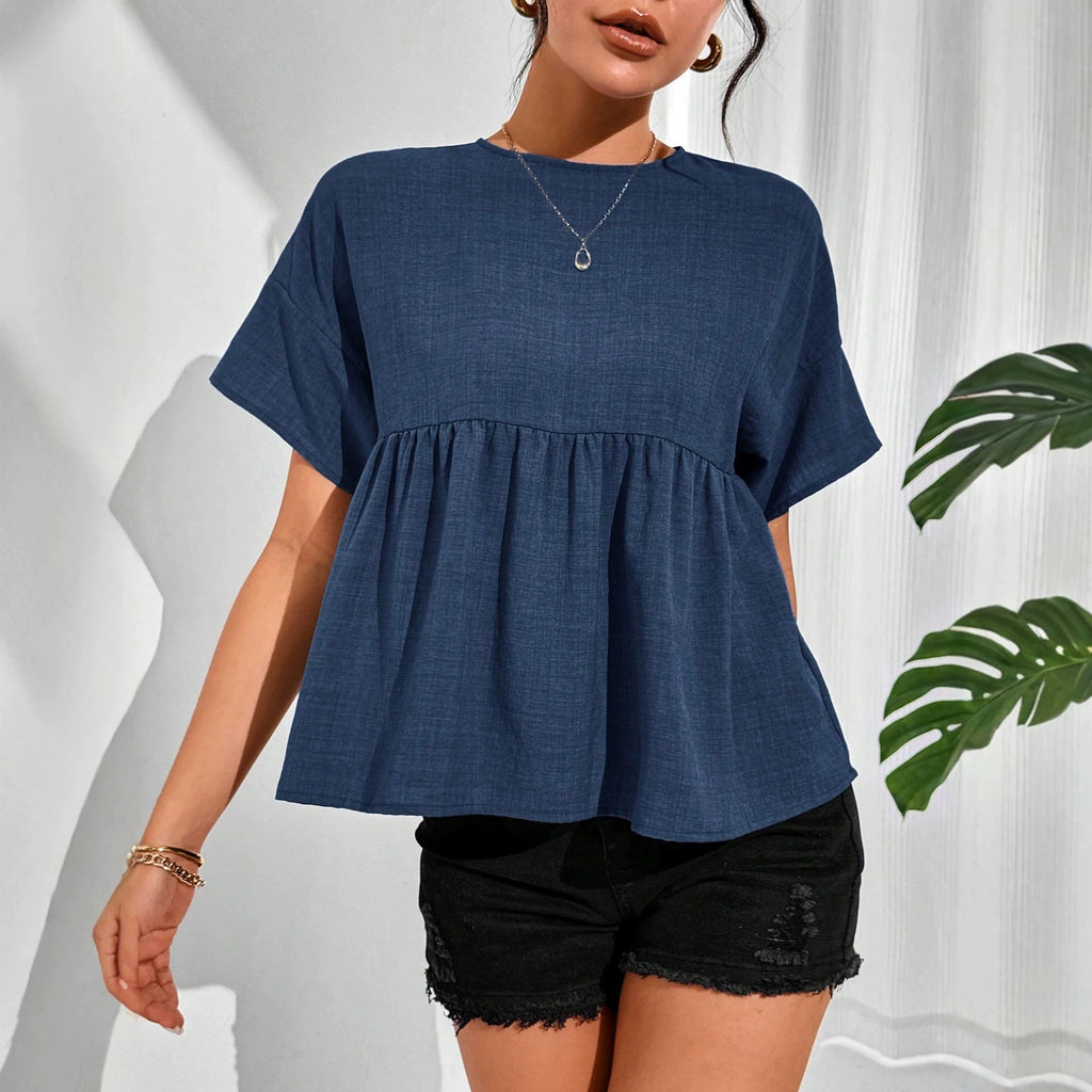 Minimalistisches Leinen-Shirt mit Rundhals