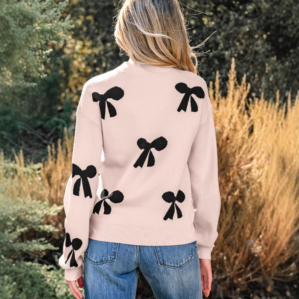 Bunte Blumen-Strickpullover