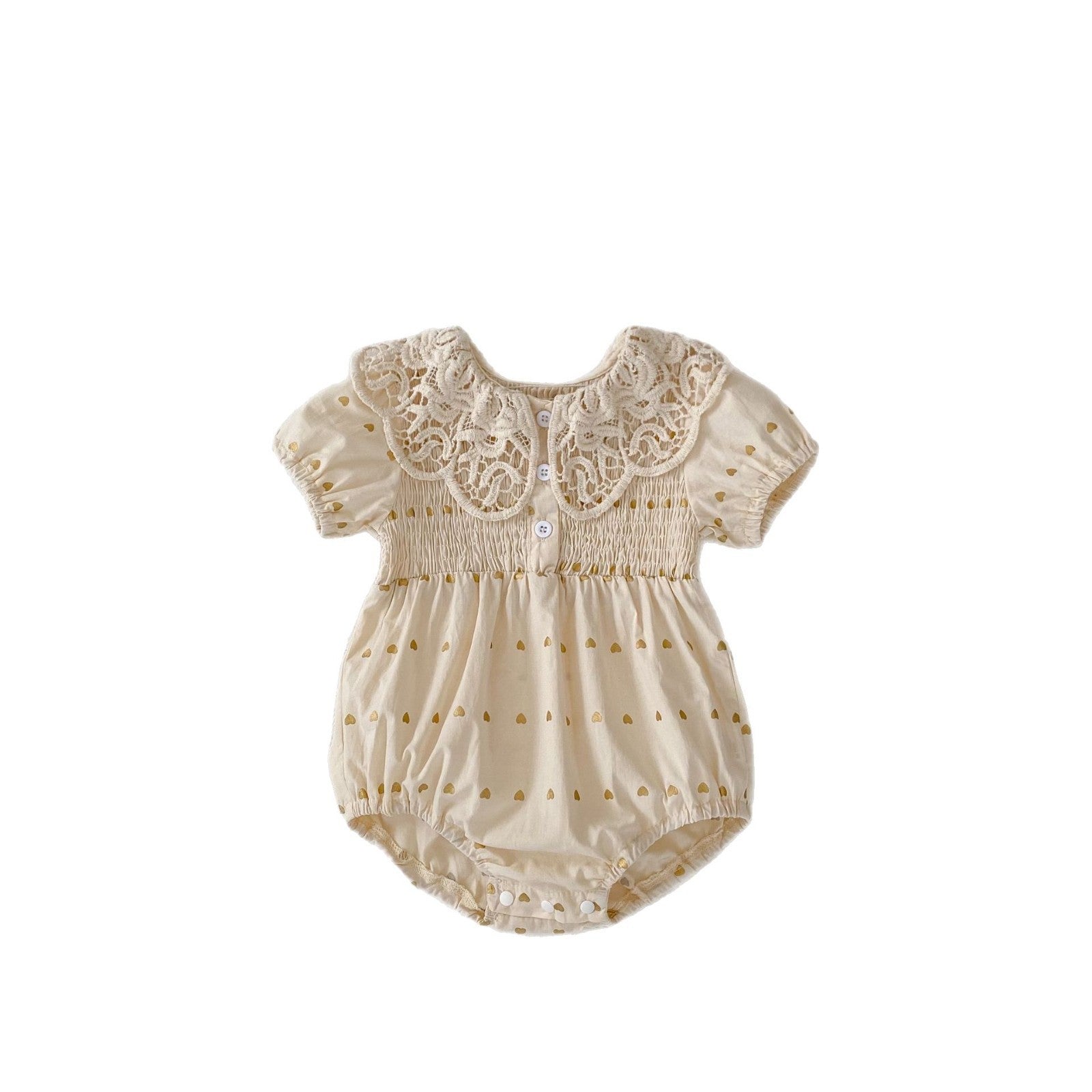 Baby-Jumpsuit mit Herzprint und Spitze
