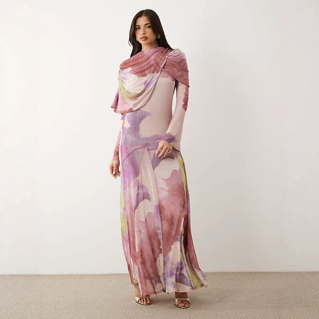 Elegantes Plisseekleid mit Blumenmuster