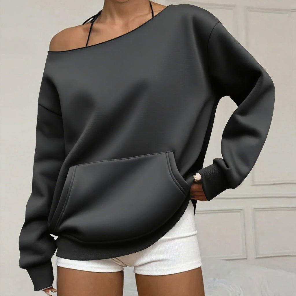 Off-Shoulder Sweatshirt mit Blumenmuster