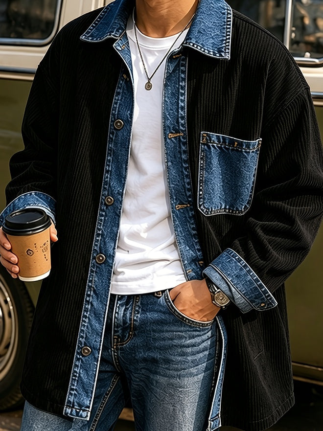 Design-inspirierter Denim-Lapel-Mantel
