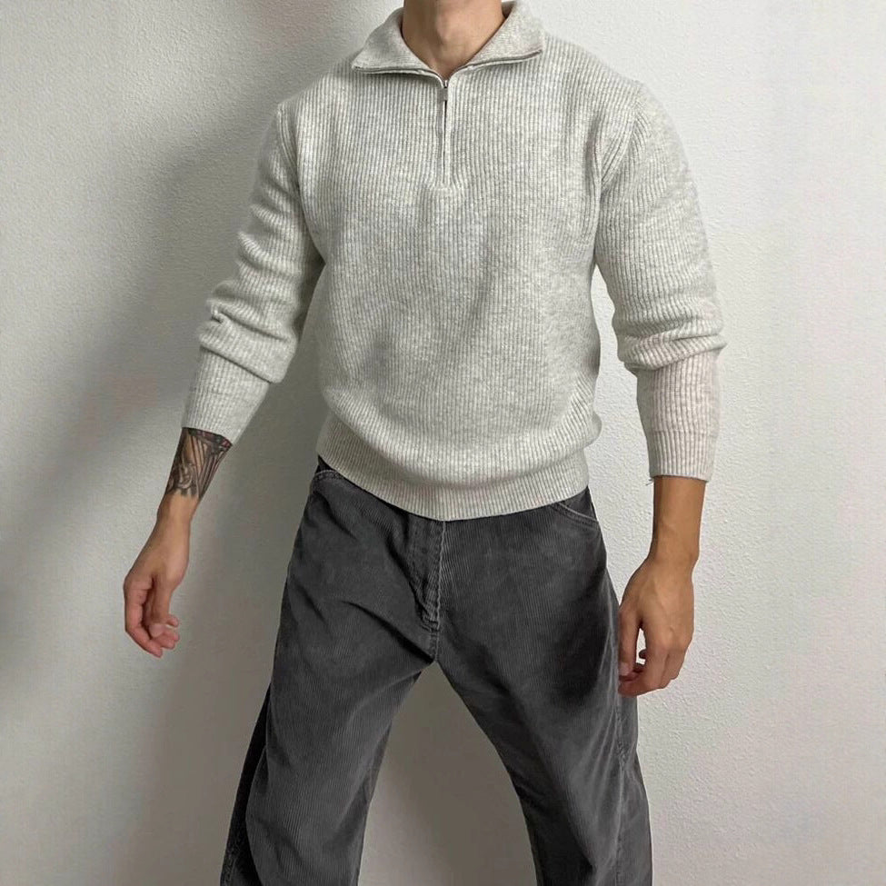Herren Hoodie Pullover mit halbem Reissverschluss