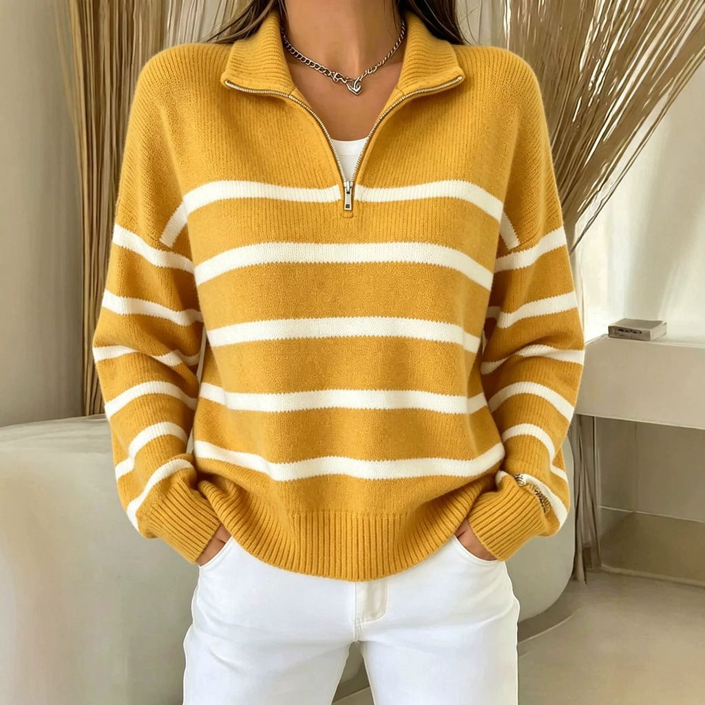 Color-Block Pullover mit Kettenmuster