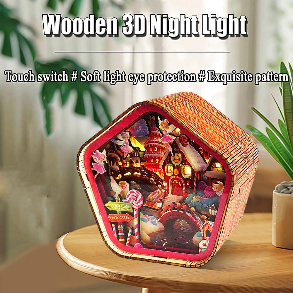 3D Holz geschnitztes Nachtlicht