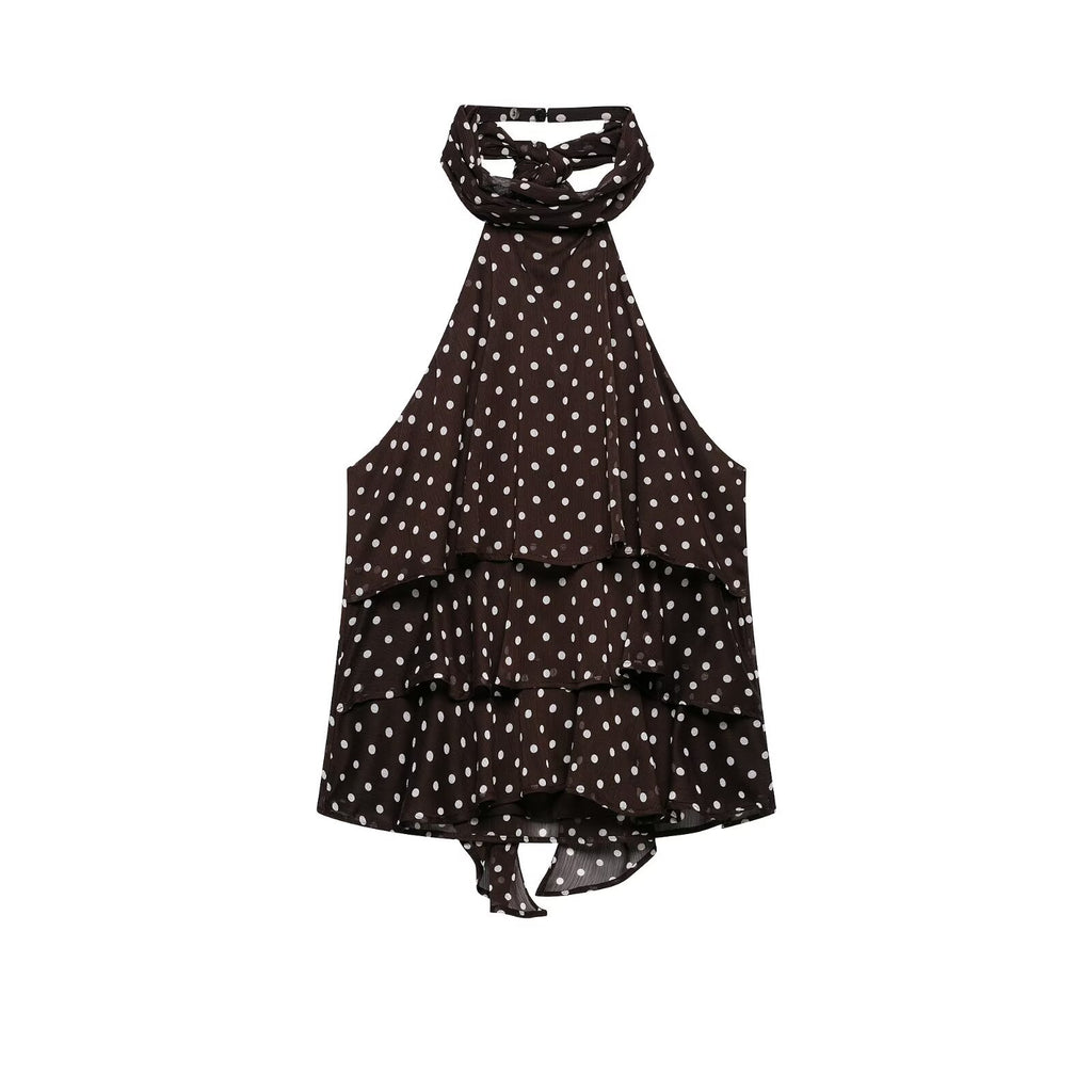 Punktmuster Kleid mit Halter‑ und Rückenausschnitt – Bild 3 | LuxeStyle