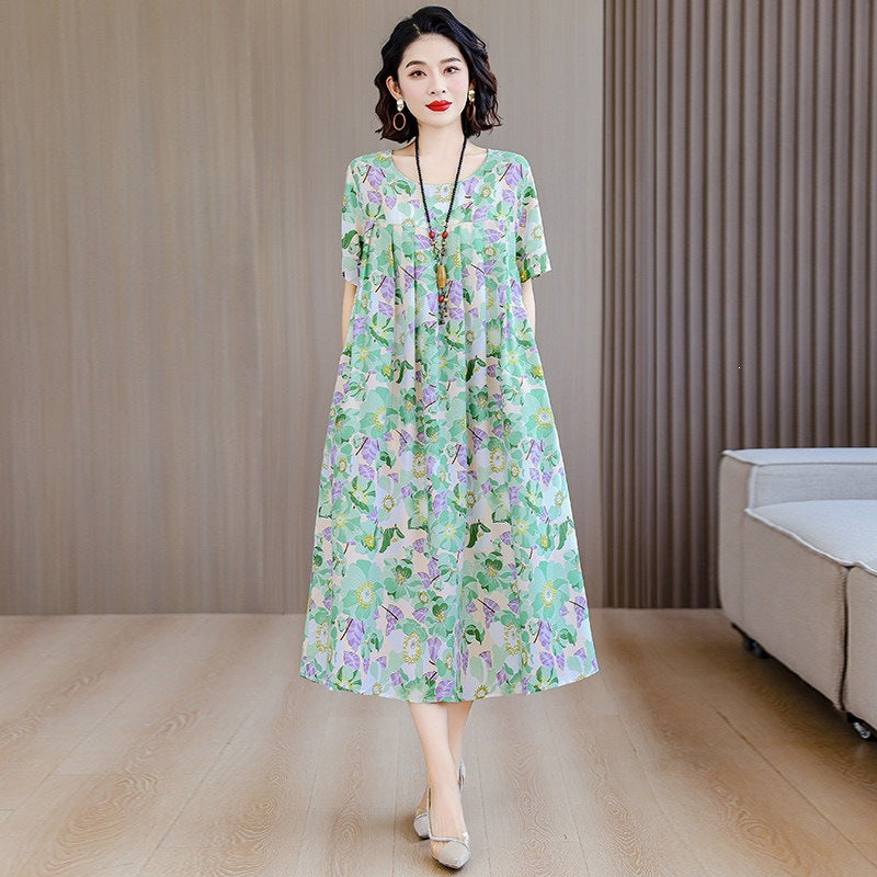 Elegantes Baumwollseidenkleid mit Taschen