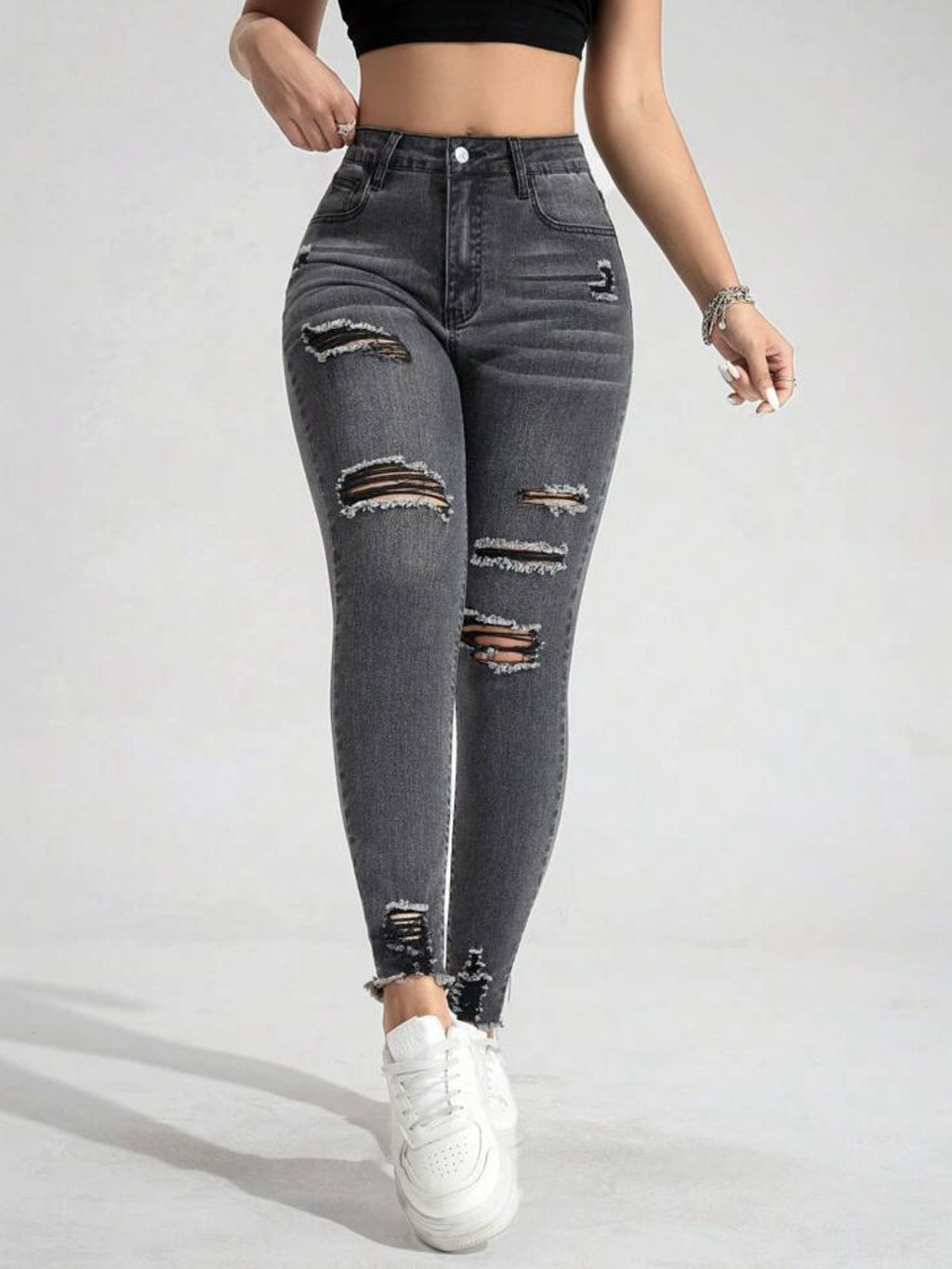 Gerissene Slim-Fit Dehnbare Damenjeans