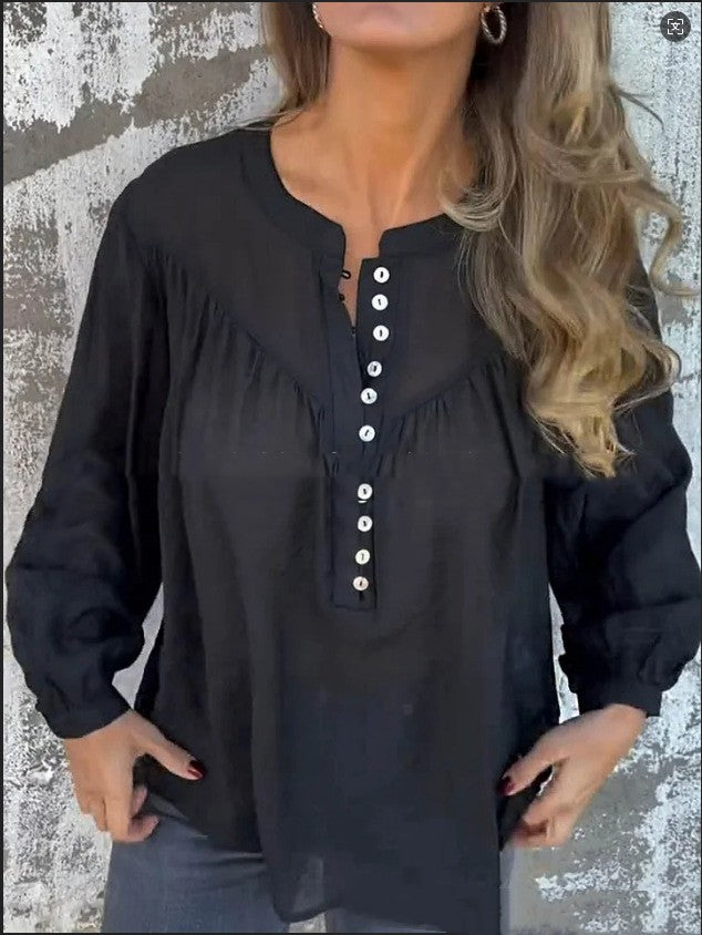 Langärmliges Baumwoll-Linen-T-Shirt – Bild 7 | LuxeStyle