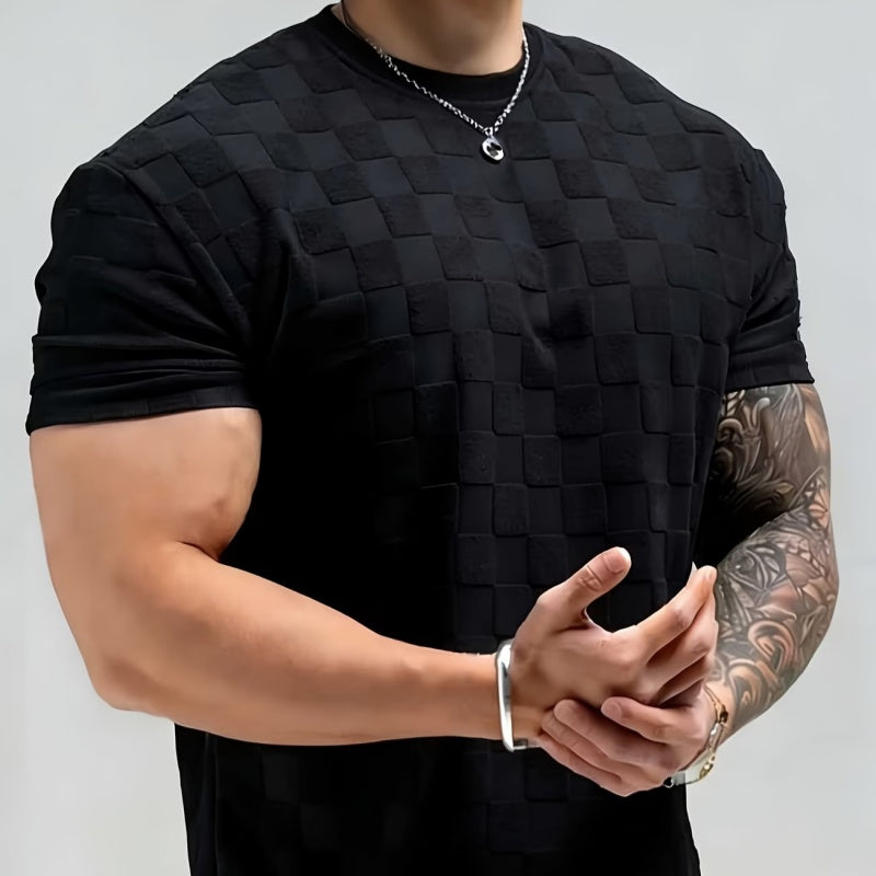 Herren Sommer Jacquard Hemd Kurzarm
