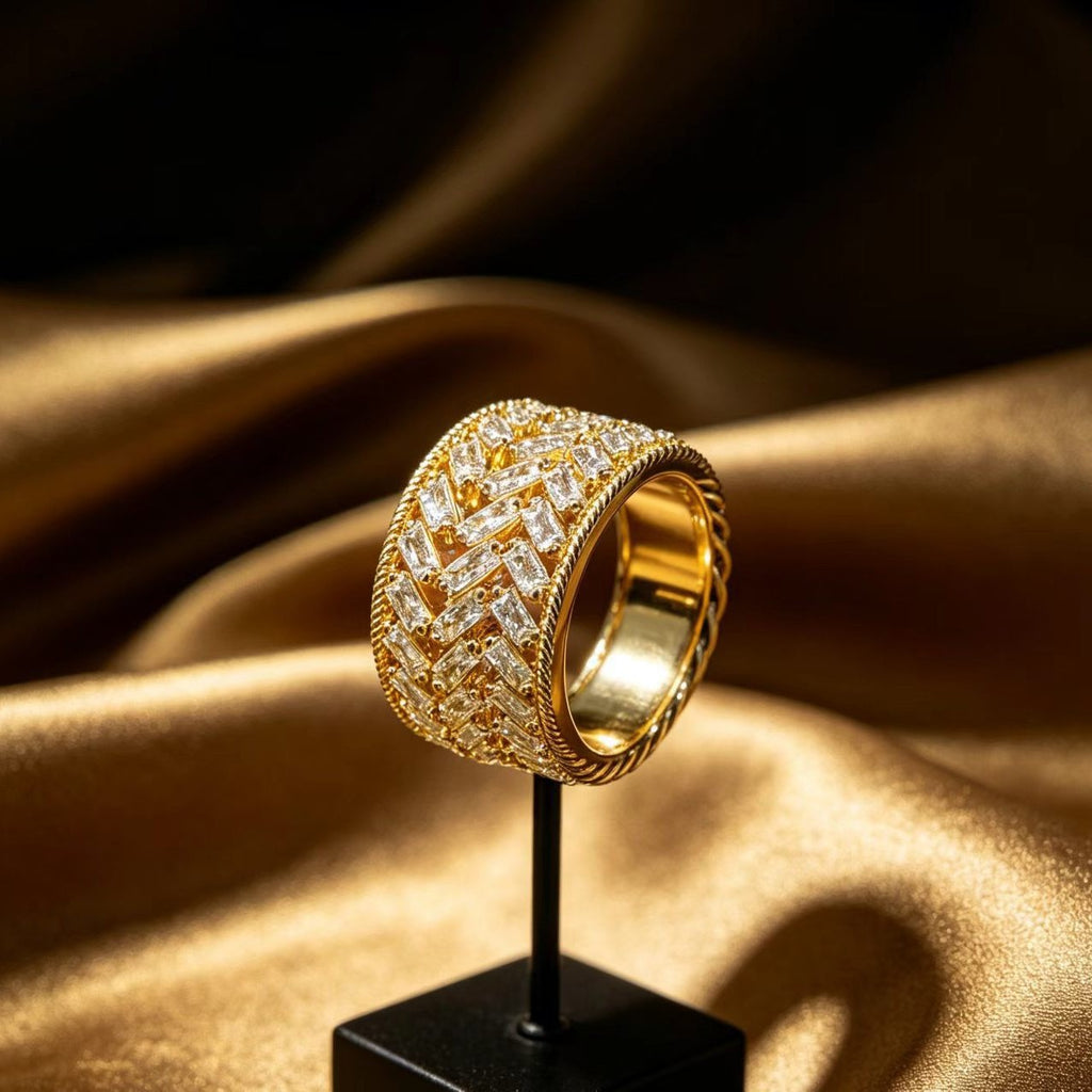 Hochwertiger Diamantverziertes Zirkon-Offener Ring