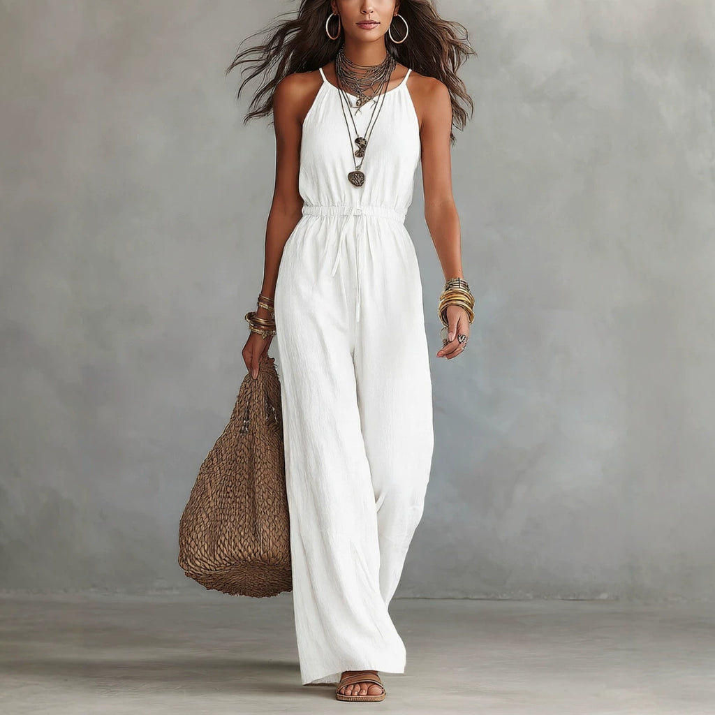 Lockerer Jumpsuit mit weitem Bein und Spaghettiträgern