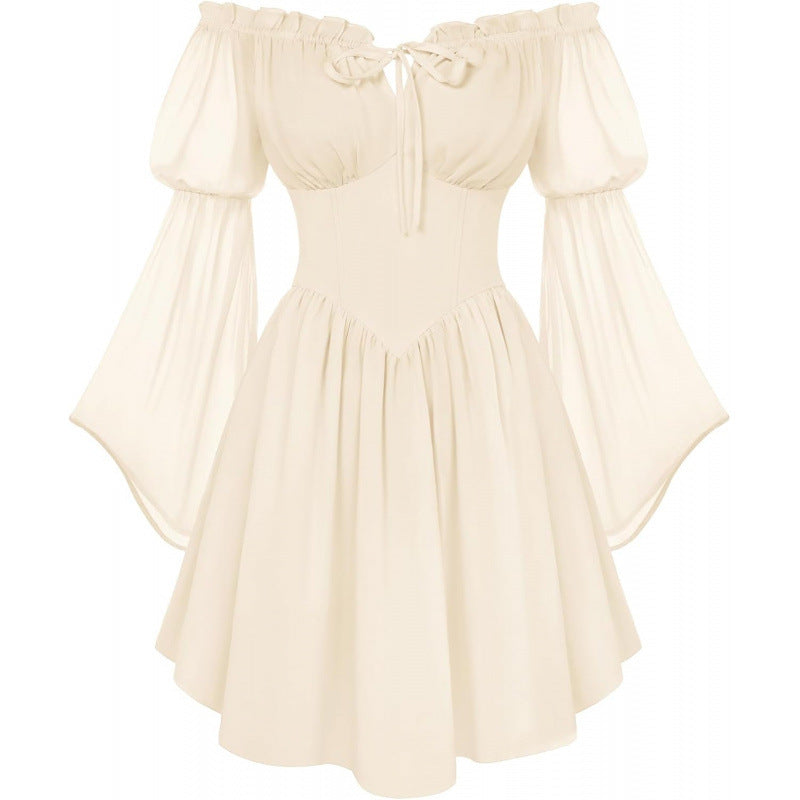 Elegantes Off-Shoulder Chiffon-Kleid mit Schnürung