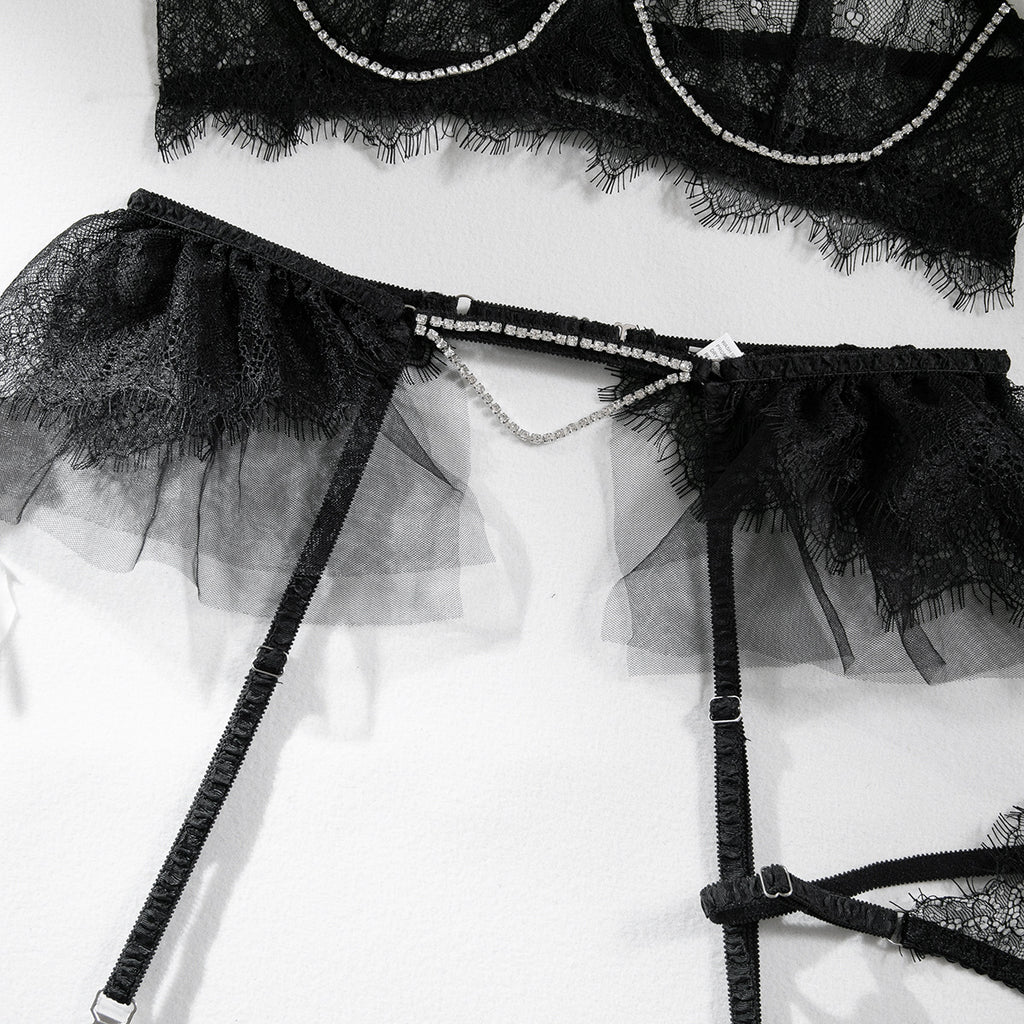 Spitzen-Dessous-Set mit Push-up und Strass – Bild 12 | LuxeStyle
