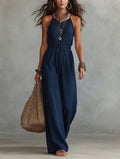 Lockerer Jumpsuit mit weitem Bein und Spaghettiträgern