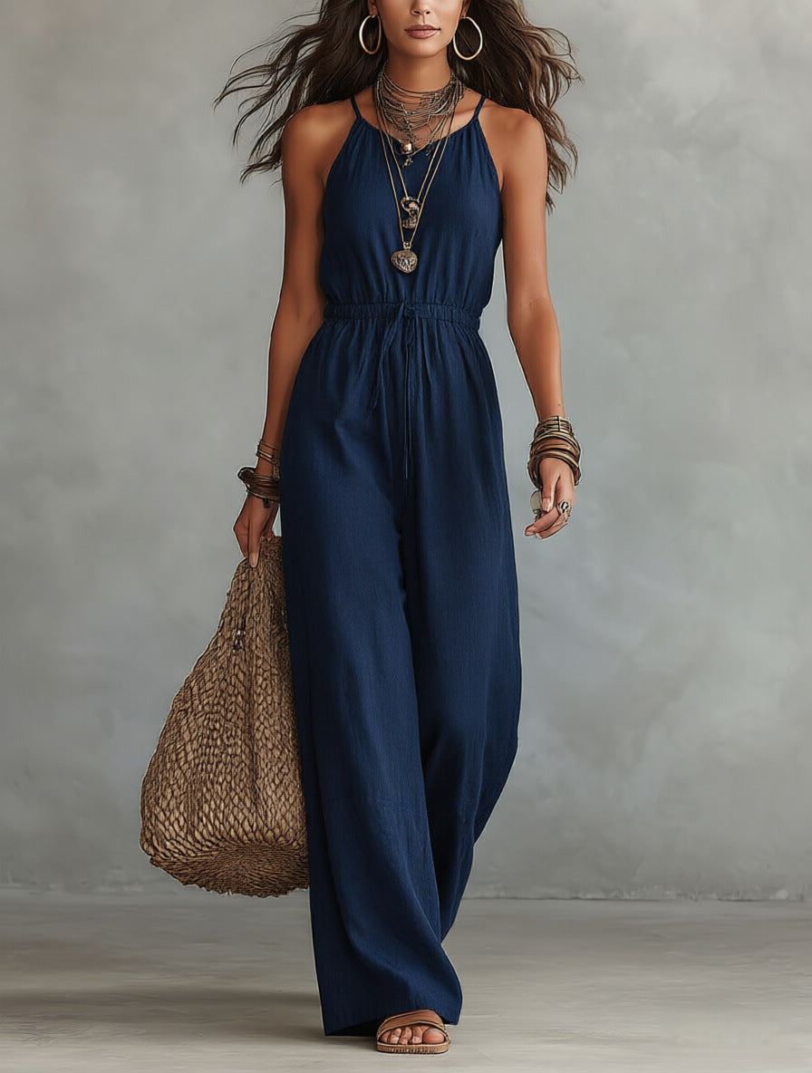 Lockerer Jumpsuit mit weitem Bein und Spaghettiträgern
