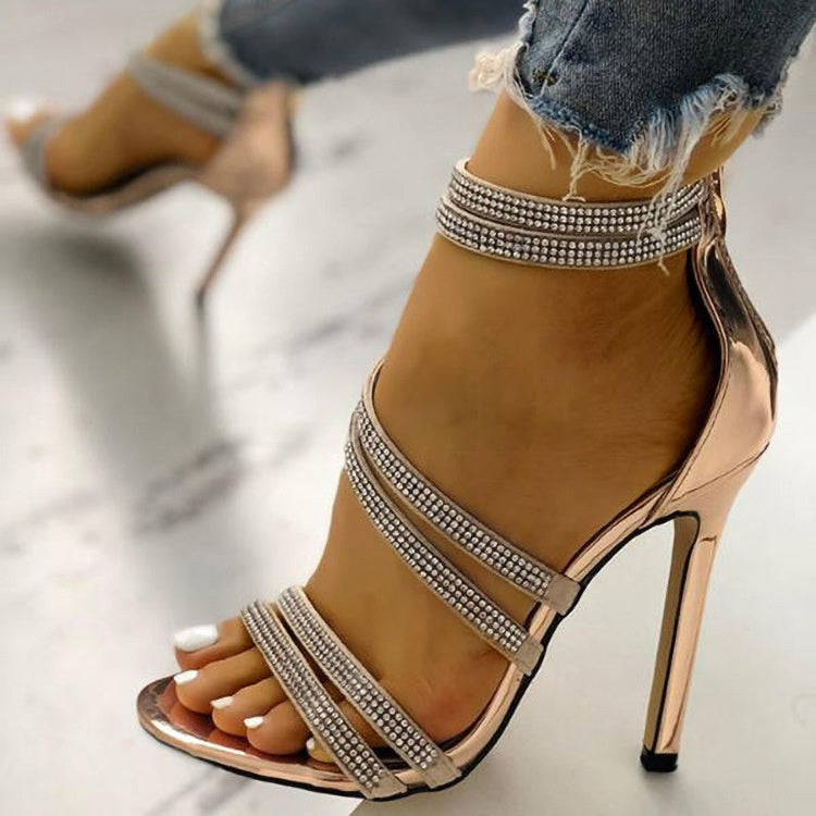 Rhinestone Stiletto Sandalen