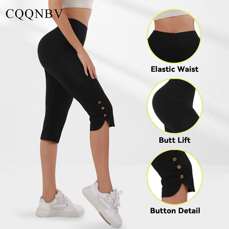 High-Waist Capri Leggings mit Schlitz