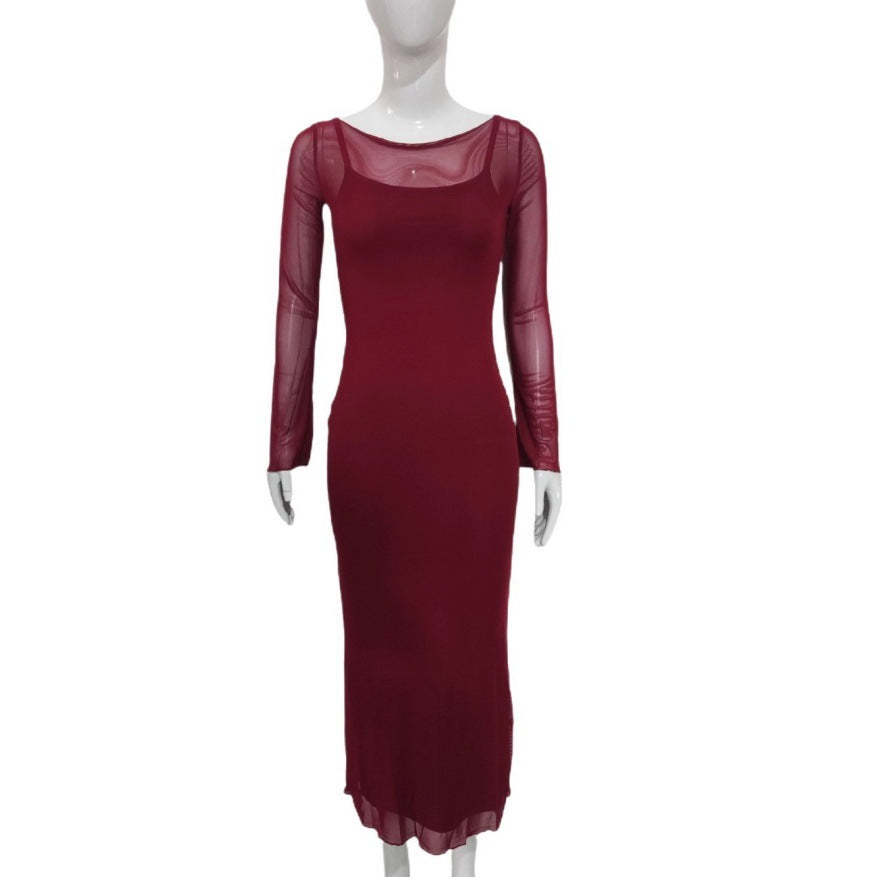 Damen Sexy Mesh Kleid mit Off-Shoulder | LuxeStyle