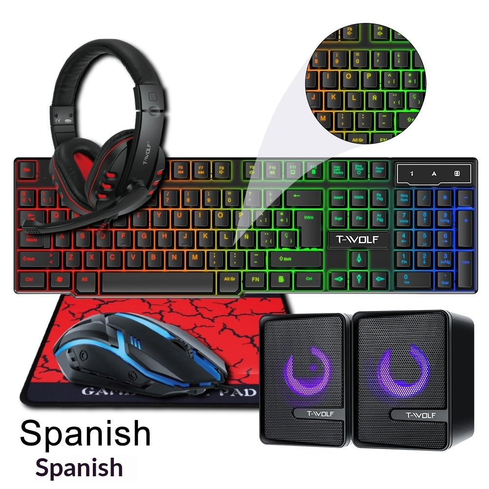 Gaming‑Set mit beleuchteter Tastatur, Maus, Headset und Lautsprechern – Bild 5 | LuxeStyle