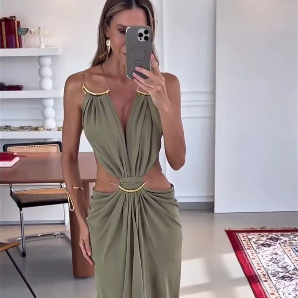 Hohl ausgebuchtes Halterneck-Kleid – Bild 2 | LuxeStyle
