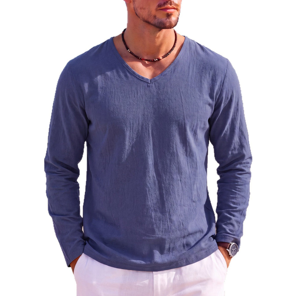 Leinen-Pullover mit V-Ausschnitt – Bild 9 | LuxeStyle