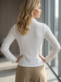Elegante Streifen Damen Langarm V-Ausschnitt-Shirt