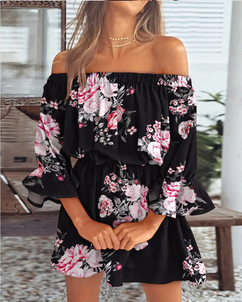 Elegantes Off-Shoulder Print-Kleid – Bild 7 | LuxeStyle