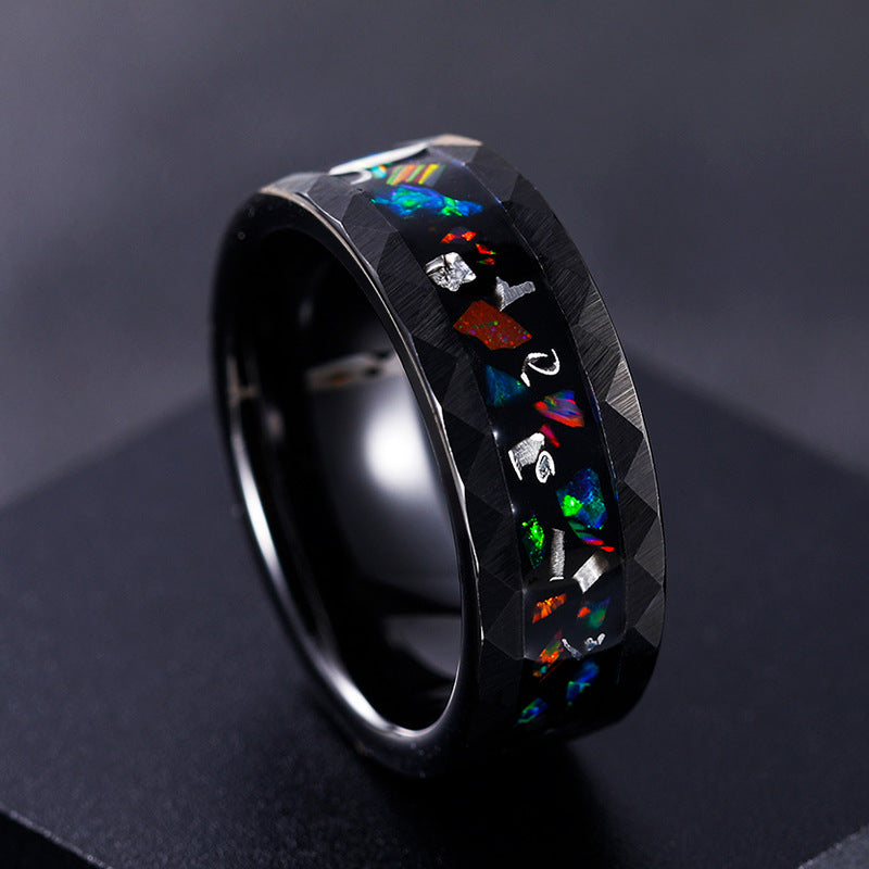 Tungsten-Ring mit Schalen-Einlagen