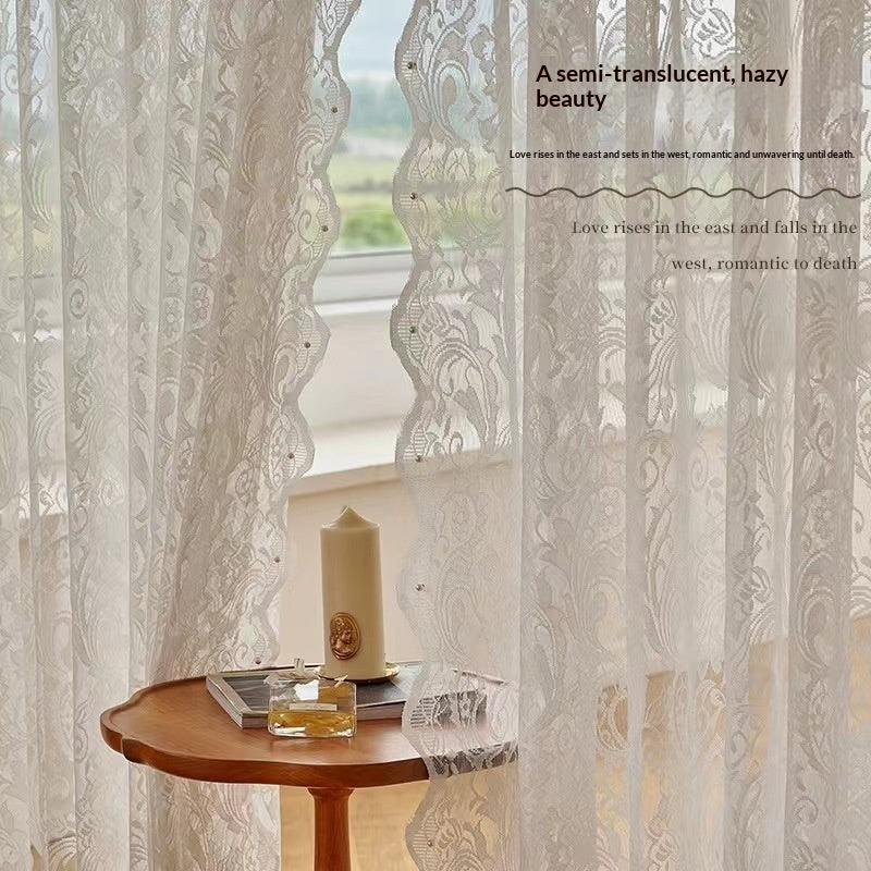 Vintage Vorhang mit Spitze und Perlen