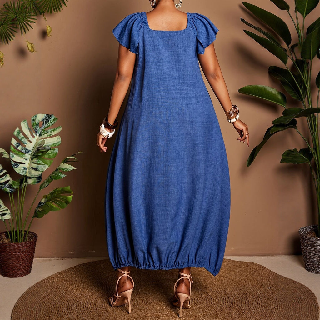 Midi-Kleid mit quadratischem Ausschnitt