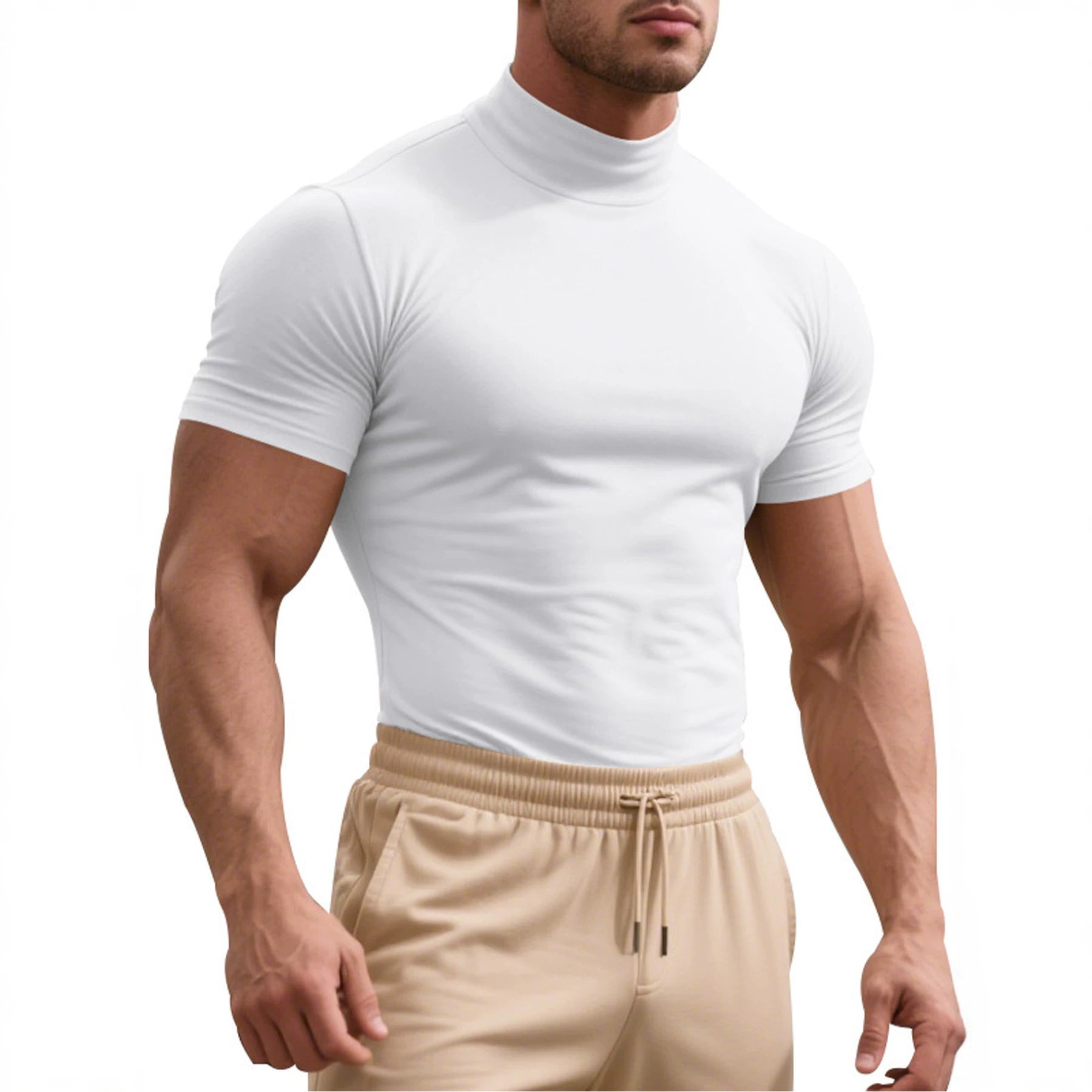 Stretch-T-Shirt mit Rollkragen