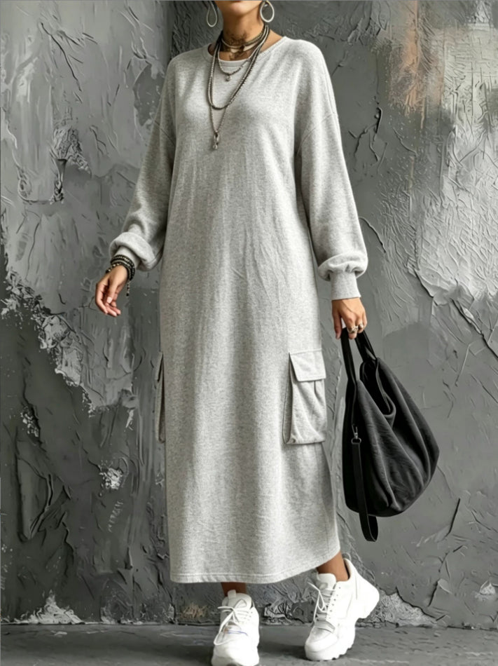 Lässiges Hoodie-Kleid mit langen Ärmeln