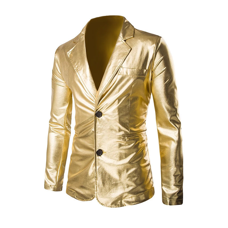 Glanz-Anzugjacke mit Goldprägung