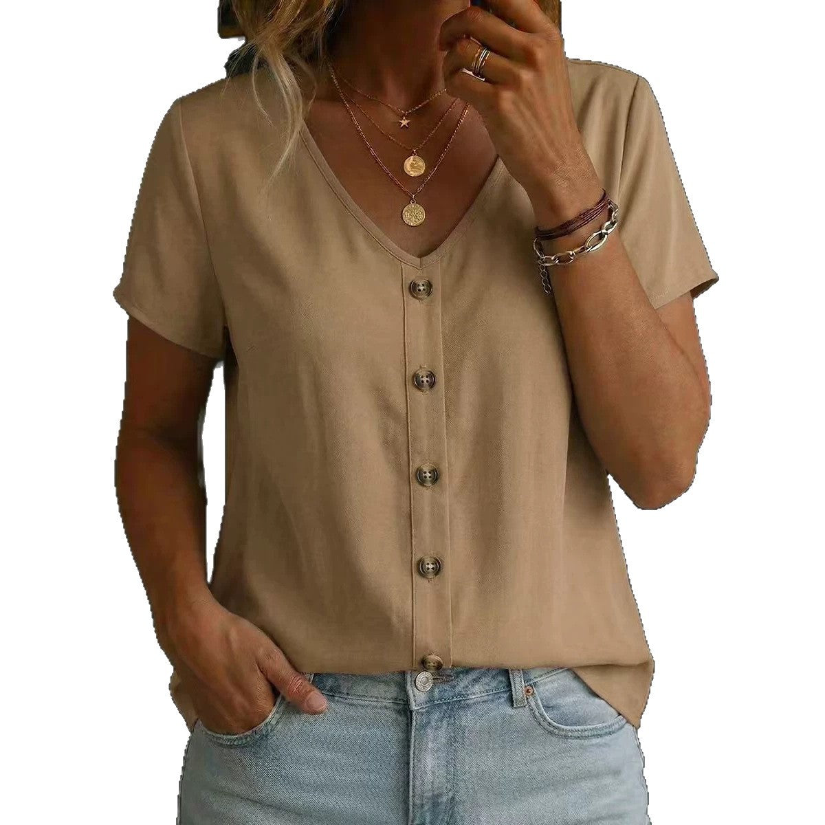 Elegantes Kurzarm-T-Shirt mit Rundhals