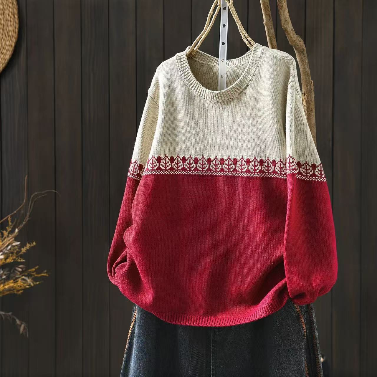 Baumwoll-Strickpullover im Preppy-Stil