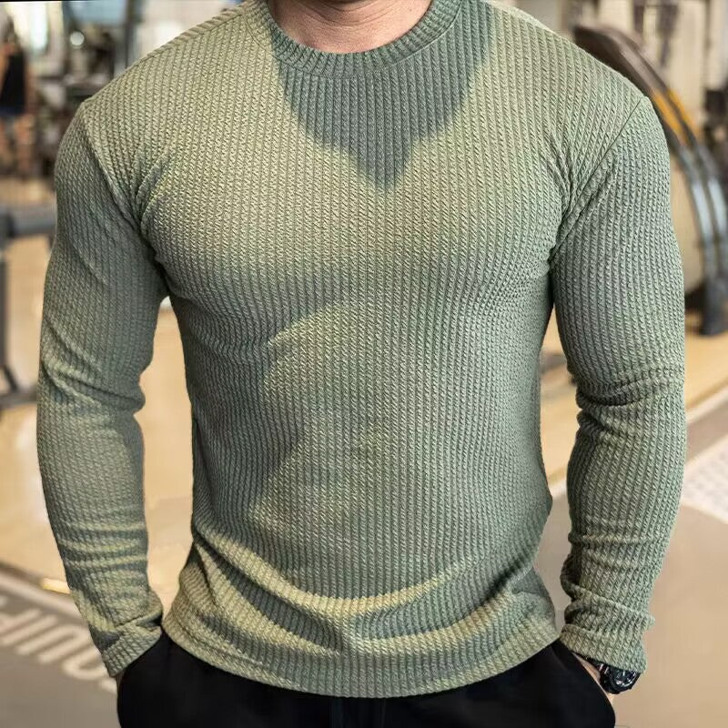 Herren Waffelpiqué Langarmshirt