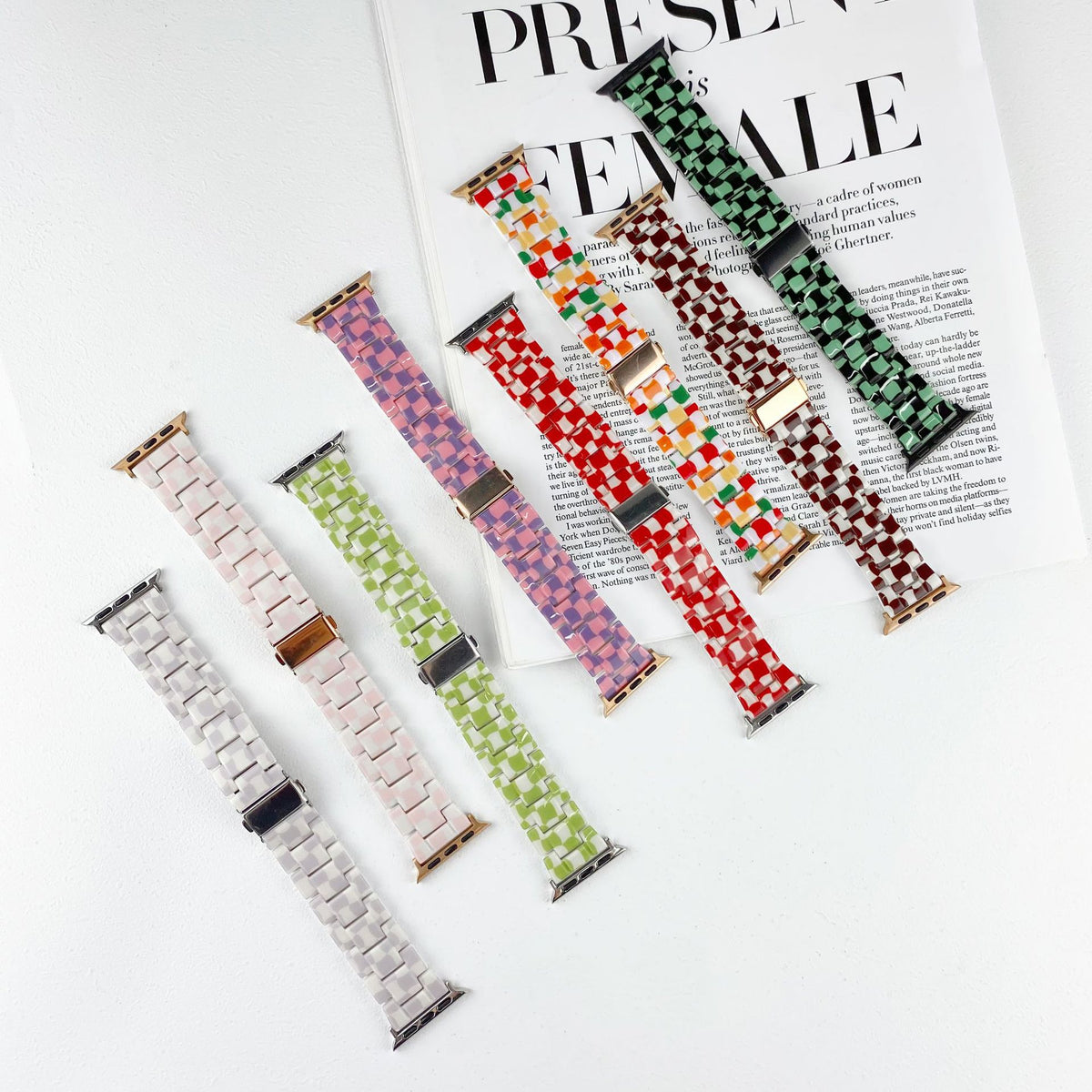 Mosaik-Schachbrett-Kunstharz-Armband 22 mm | LuxeStyle