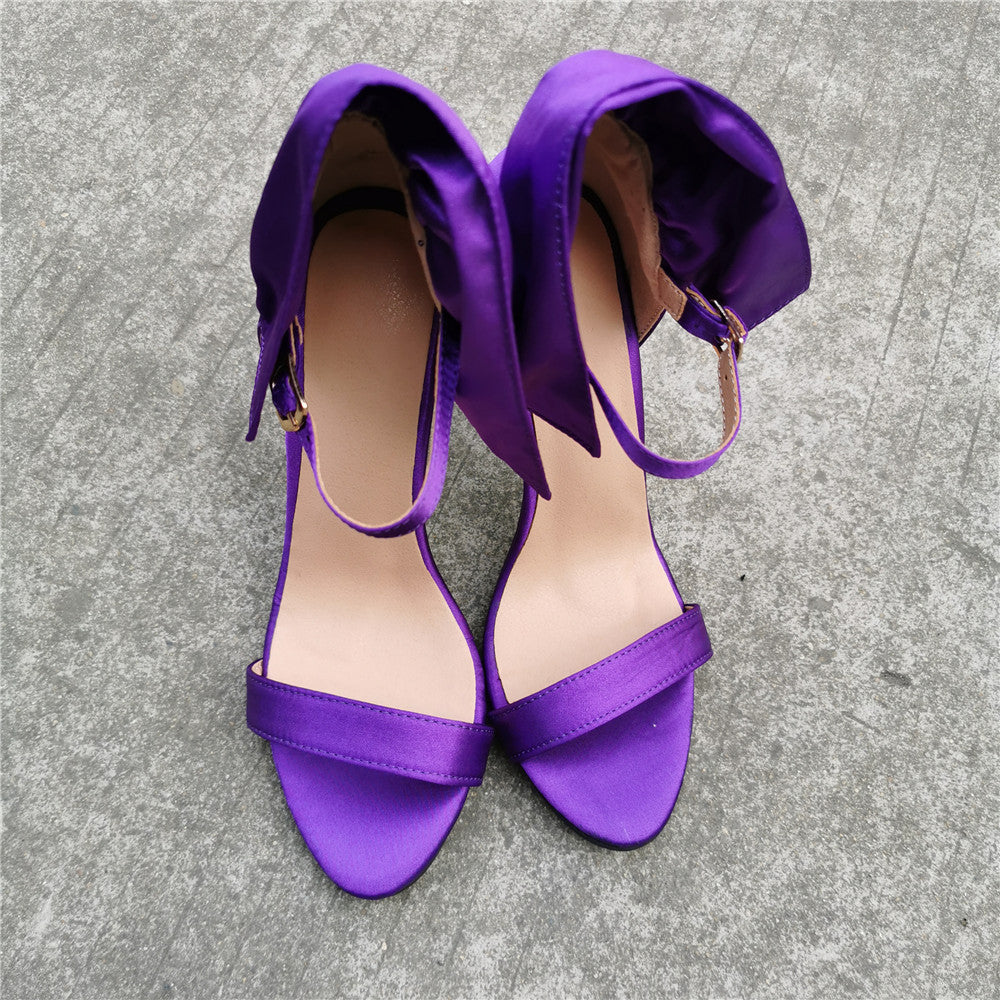 Stiletto-Streifen Sandalen in Lila, Plus-Size – Bild 4 | LuxeStyle