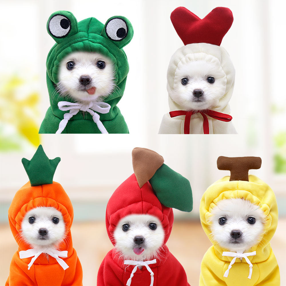 Fleece-Kapuzenpullover für Hunde mit Früchtedesign