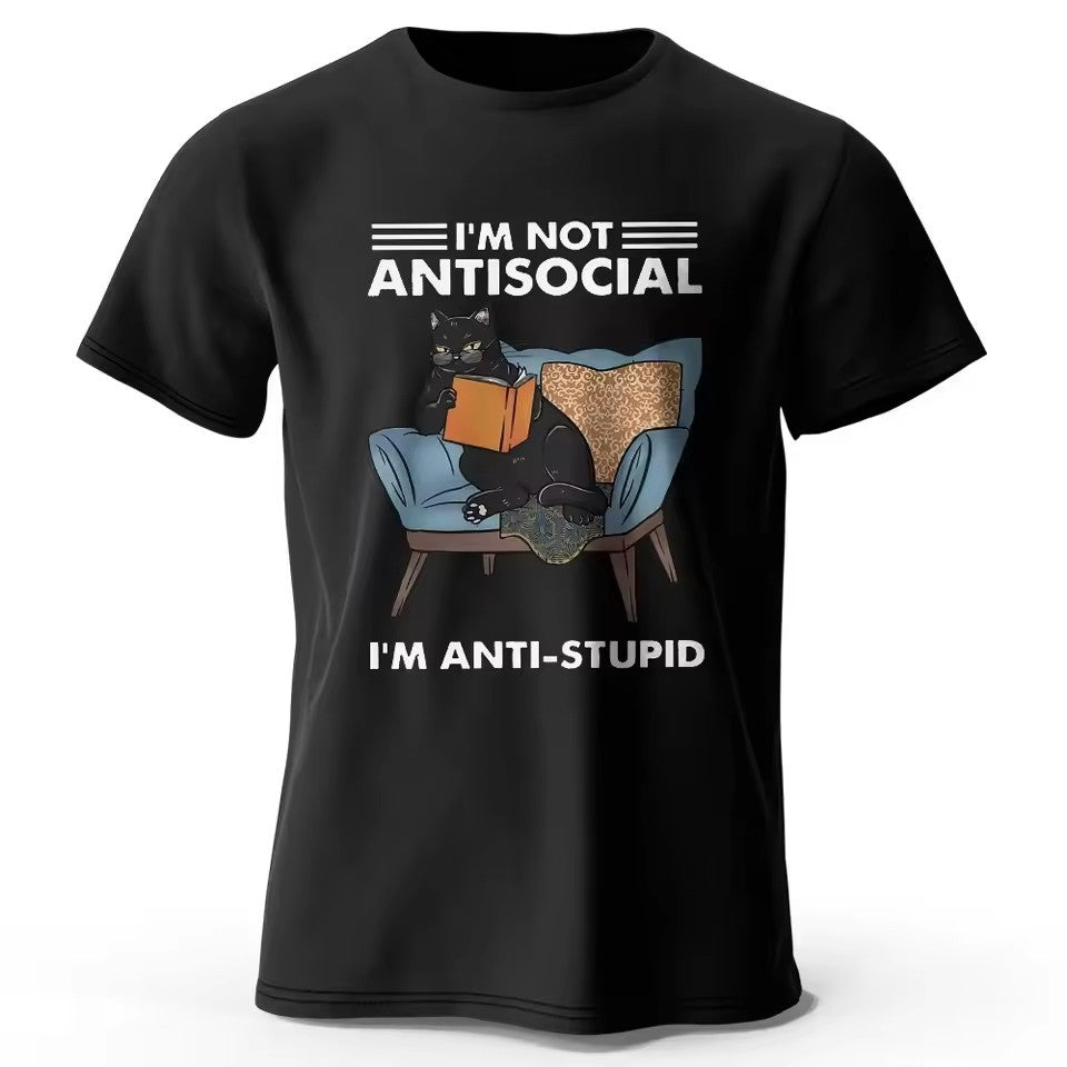 Kurzarm-Shirt mit trendigem Katzenprint
