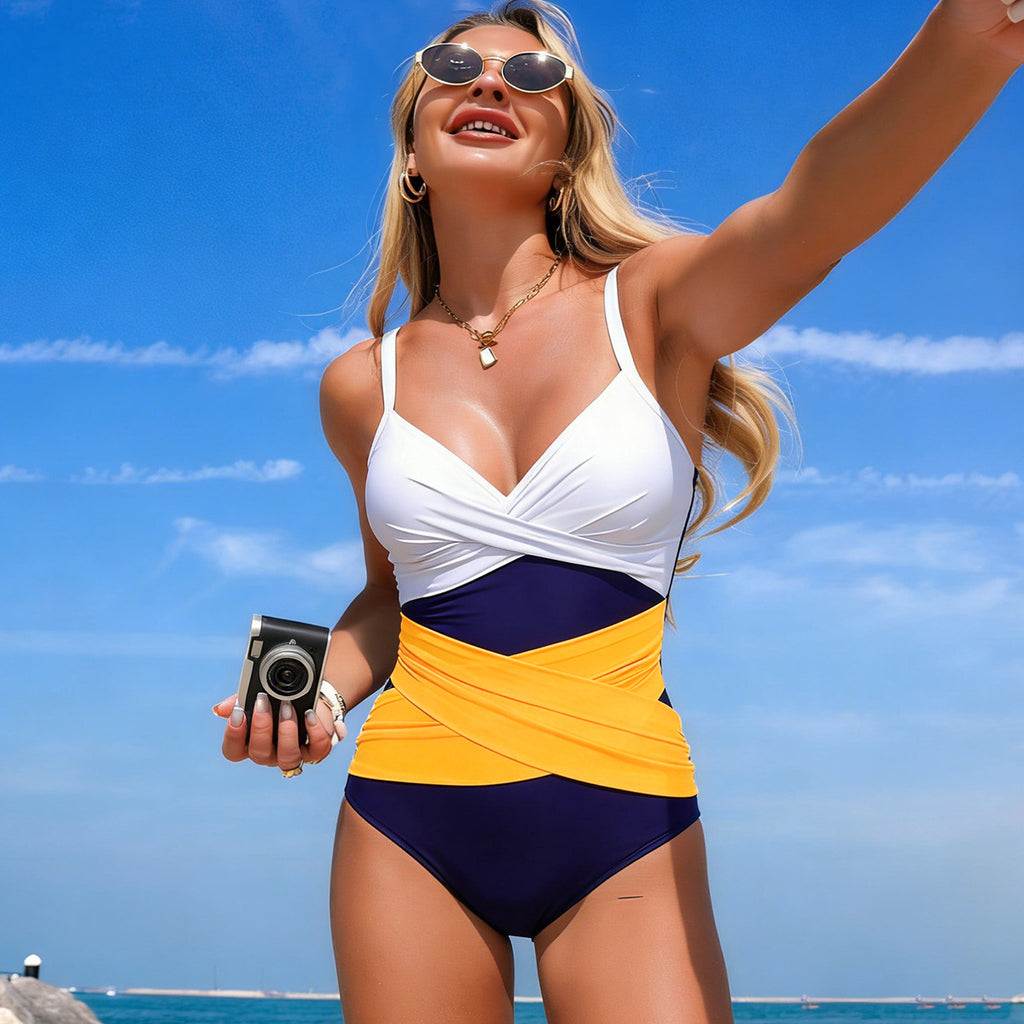 Color-Block Sport-Bikini Einteiler