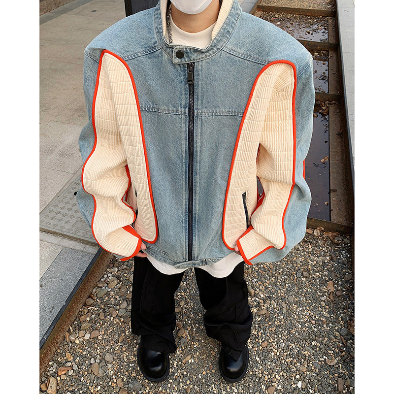 Trendige Patchwork Jeansjacke für Herren | LuxeStyle